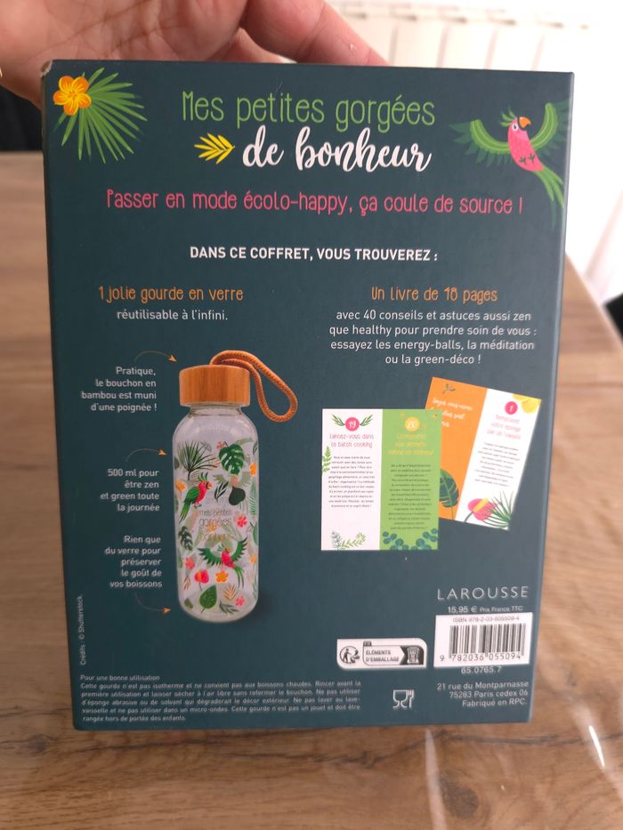 Coffret gourde en verre + livre de 40 conseils et astuces neuf idéal cadeau de Noël - photo numéro 3