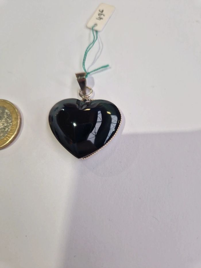 Pendentif obsidienne arc en ciel cœur Mexique - photo numéro 3