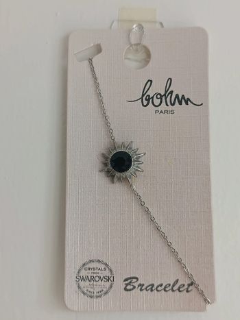 Bracelet argenté en acier inoxydable étoile strass noir Bohm Neuf dans son emballage d'origine