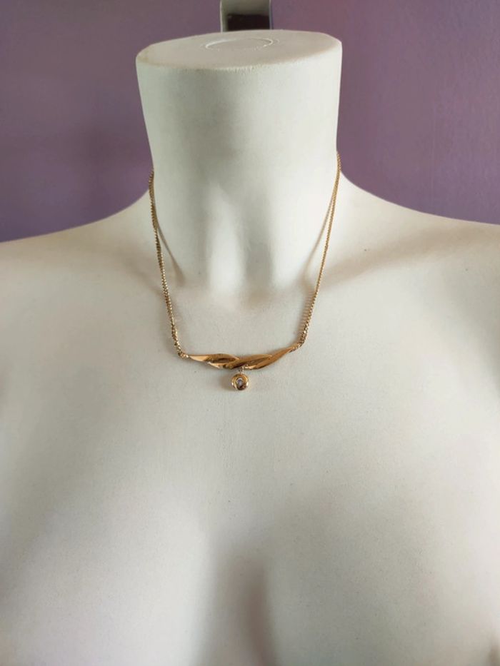 Collier vintage doré et strasse - photo numéro 5