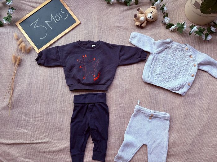 Deux ensembles garçon taille 3 mois (c et a , tape à l’œil, h et m) - photo numéro 4