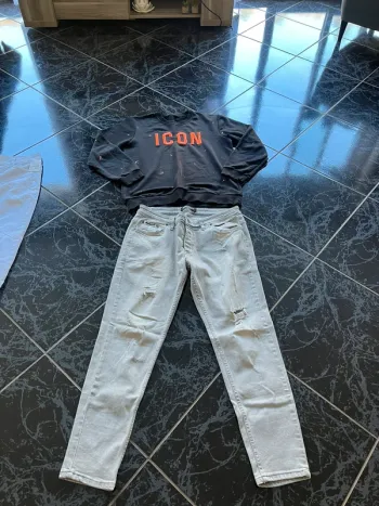 Ensemble jean gris et pull xl