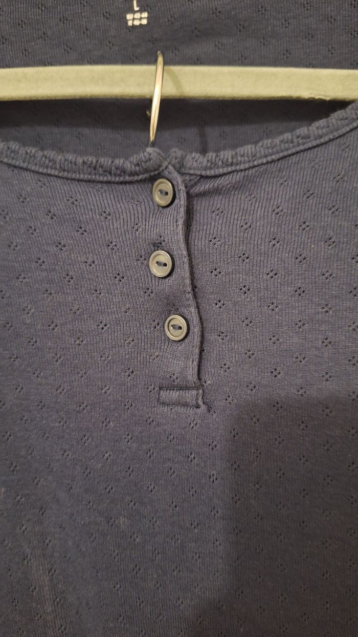 Ensemble pyjama en flanelle léger bleu et blanc  à carreaux - photo numéro 6