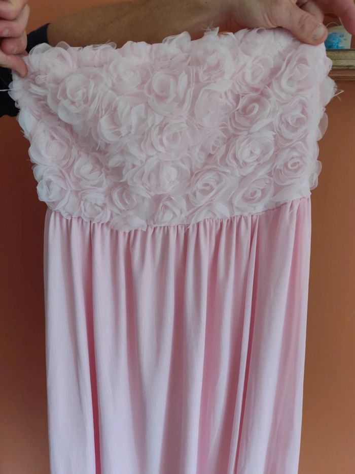 Robe longue bustier rose fleuri