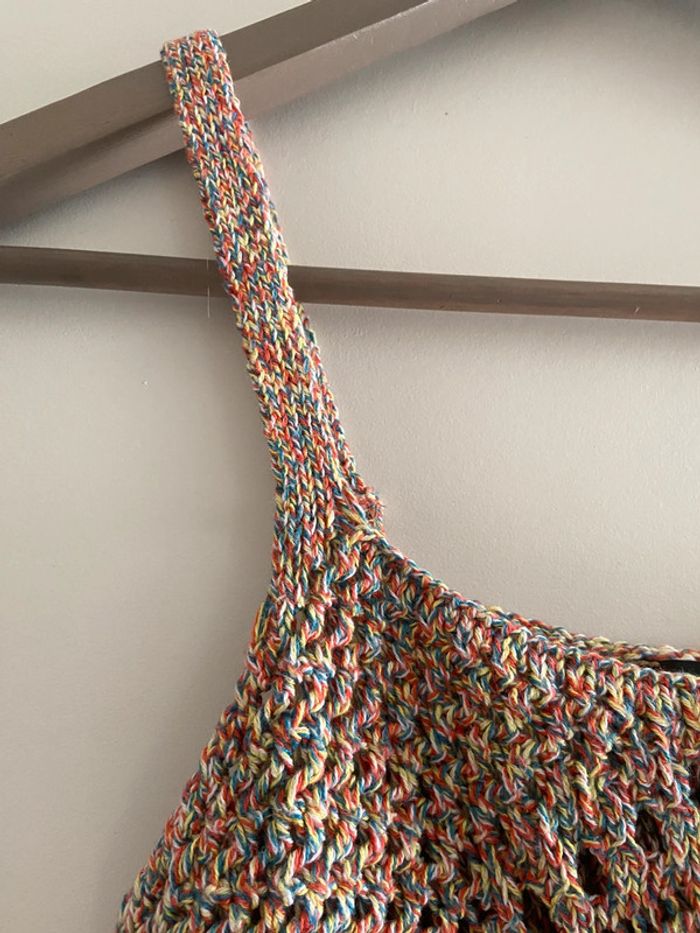Crop top en maille ajouré multicolore - photo numéro 4