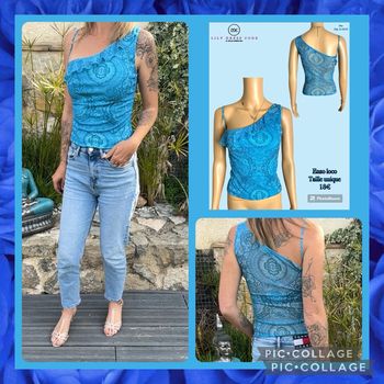 💙 Top asymétrique bleu paisley Enzo Loco – Taille unique NEW (vidéo portée dispo ) 💙