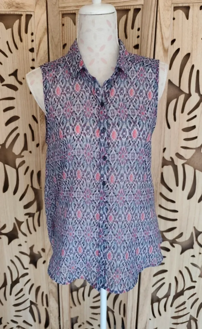 Chemise transparente sans manche imprimé T 40 H&M - photo numéro 2