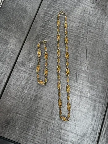 Parure collier et bracelet movitex plaqué or