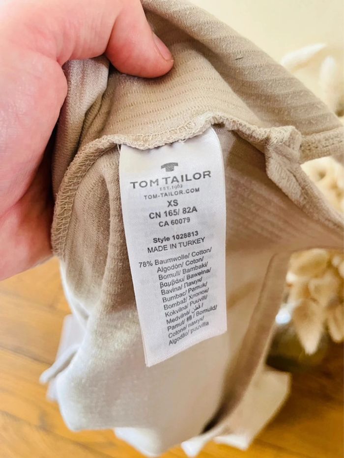 Sublime pull beige côtelé Tom tailor taille XS col bateau - photo numéro 6
