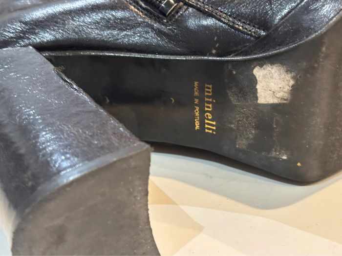 Bottines à talons carré en cuir minelli taille 38 - photo numéro 9
