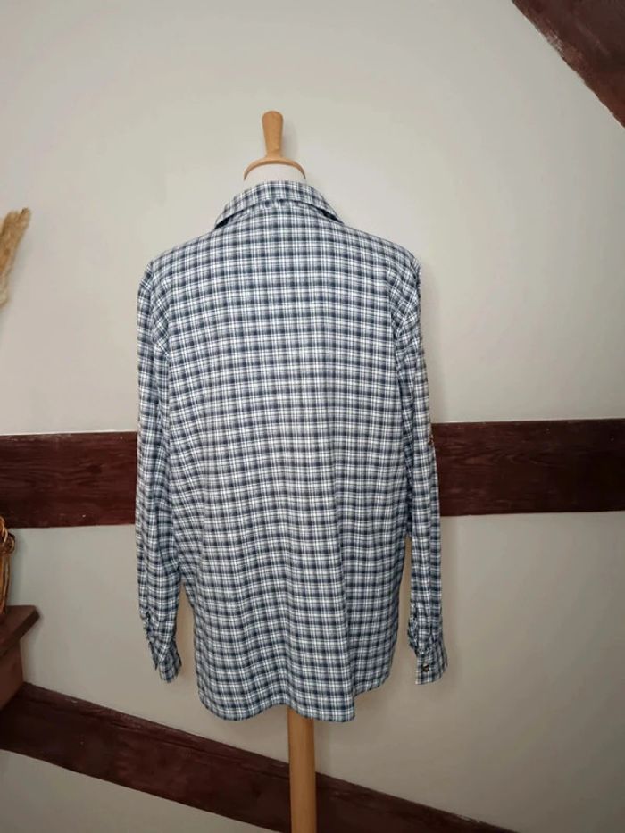 Surchemise à carreaux bleu blanc flanelle coton - photo numéro 5