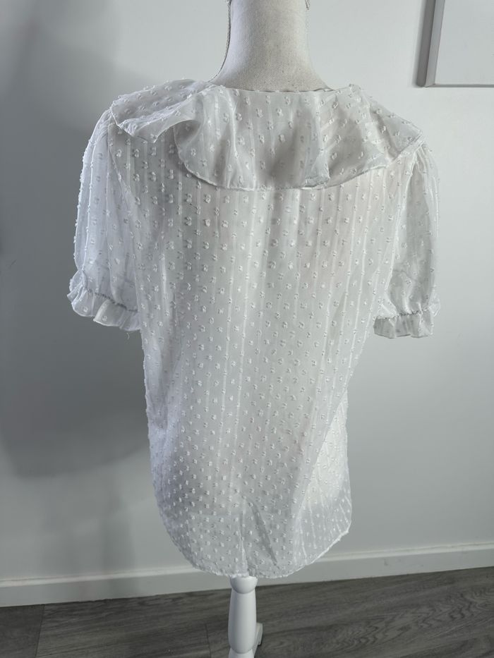 Blouse blanche plumetis et froufrous T40 L - photo numéro 5