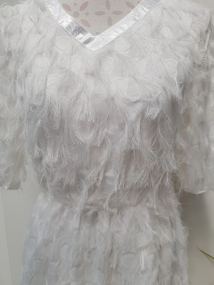 Robe De Mariée Boho Boheme Blanche Plumes - photo numéro 3