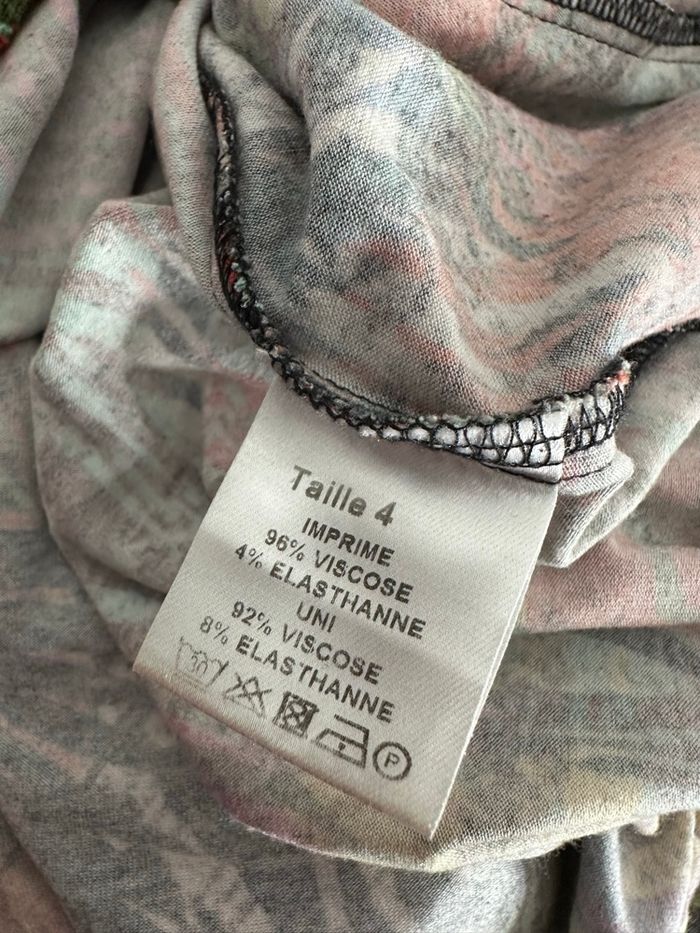 Blouse drapée tropicale multicolore Christine Laure T4 48 4XL - photo numéro 7