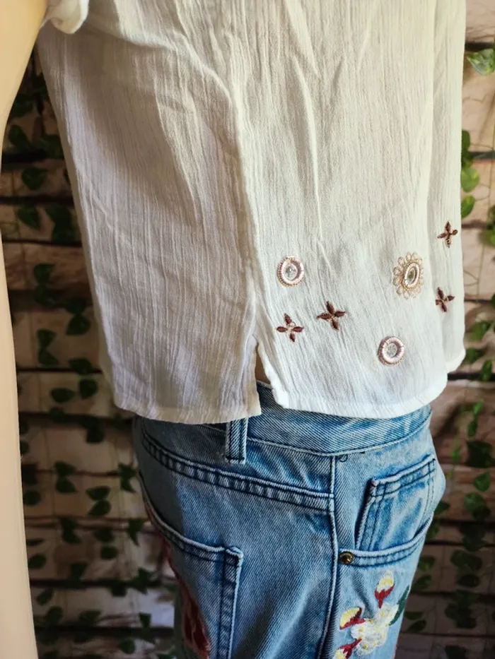 🌸T-shirt MC Blanc Kamksha Taille 36🌸 - photo numéro 4