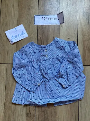 Blouse, petit nœud 12 mois. Jacadi
