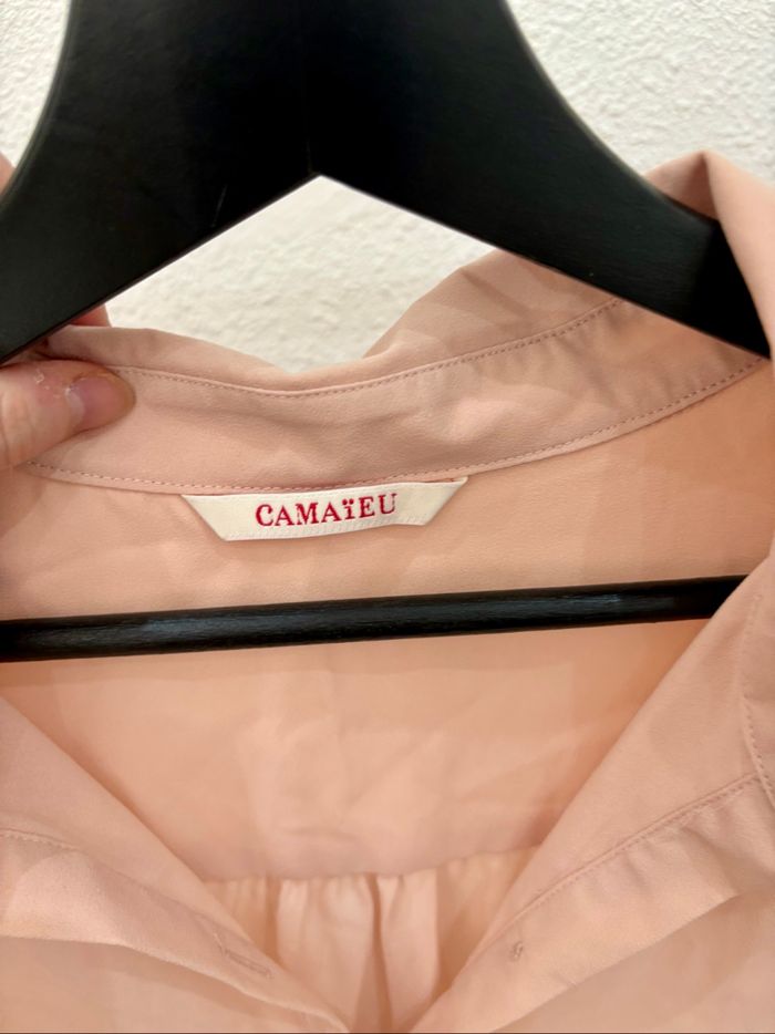 Chemisier manches courtes orange pastel Camaïeu - Taille 42 - photo numéro 6