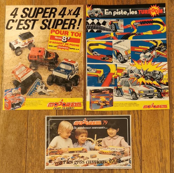 Lot anciennes publicités plastifiées majorette voitures Vintage