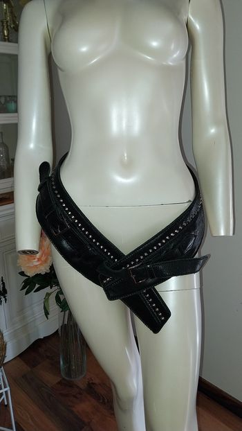 Grosse ceinture noir en cuir véritable excellent état