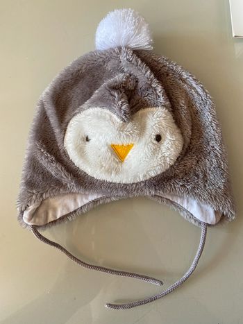 Bonnet en peluche "pingouin" 9-12 mois