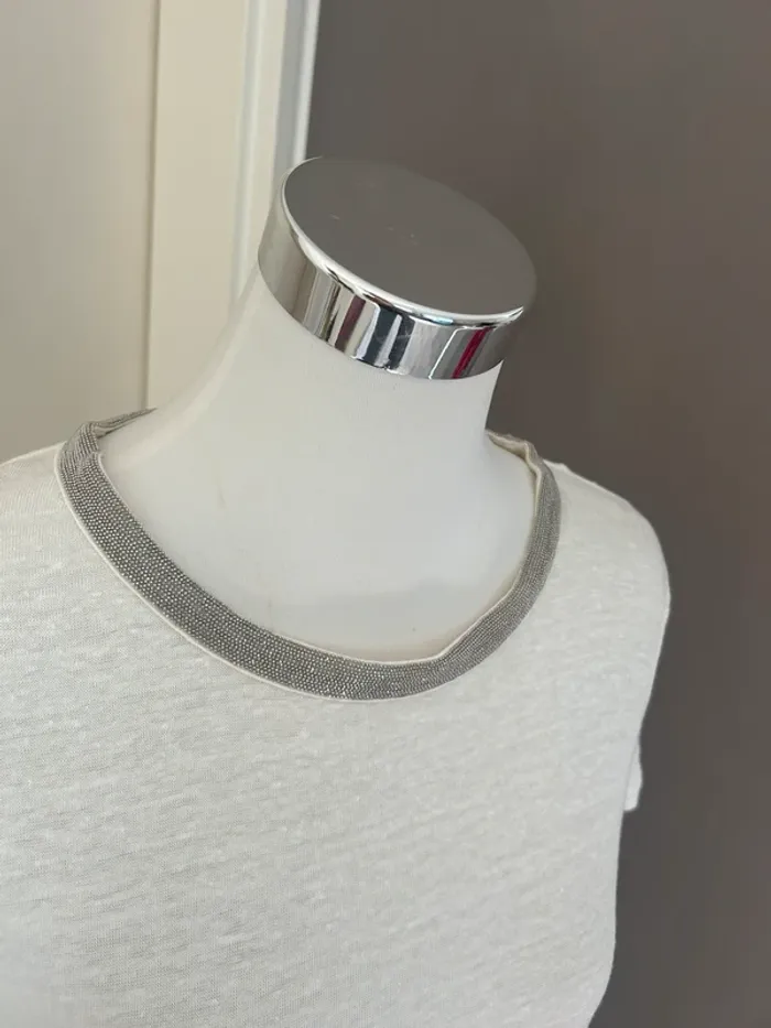 123 t-shirt, haut écru en lin femme, taille 40 - photo numéro 3
