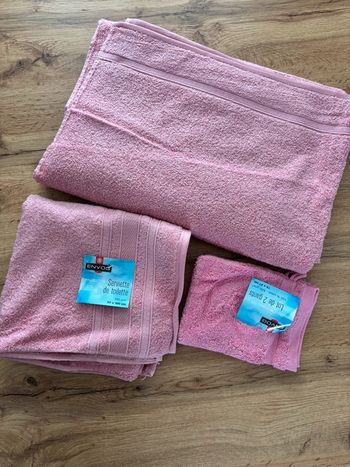 Lot 2 serviettes et gants rose Envog