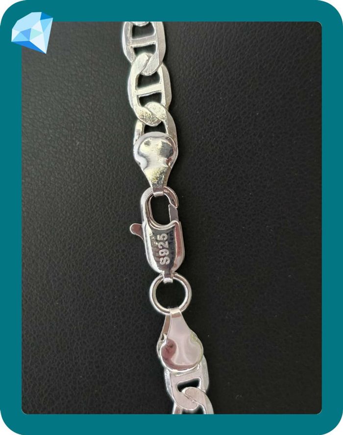 Collier maille Marine 5mm 55cm plaquage argent - photo numéro 4