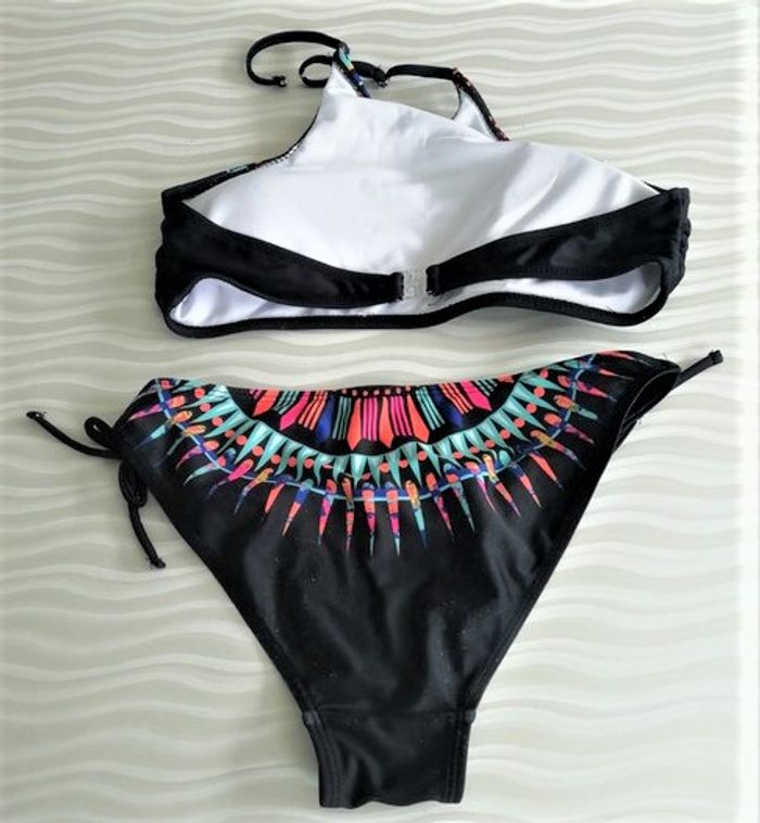 Maillot de bain 2 pièces noir et fluo taille 34/36 - photo numéro 5