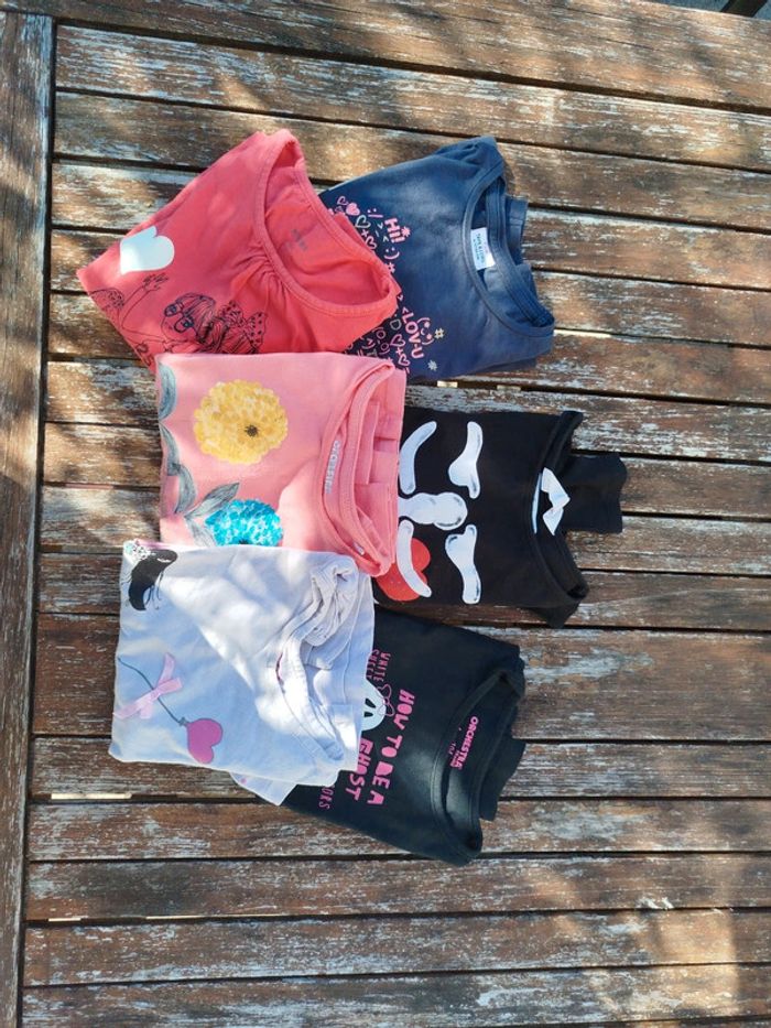 6 tee shirt manches longues fille