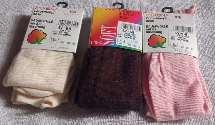 Lot de 3 collants rose crème marron Taille 3 / 6 mois - photo numéro 2