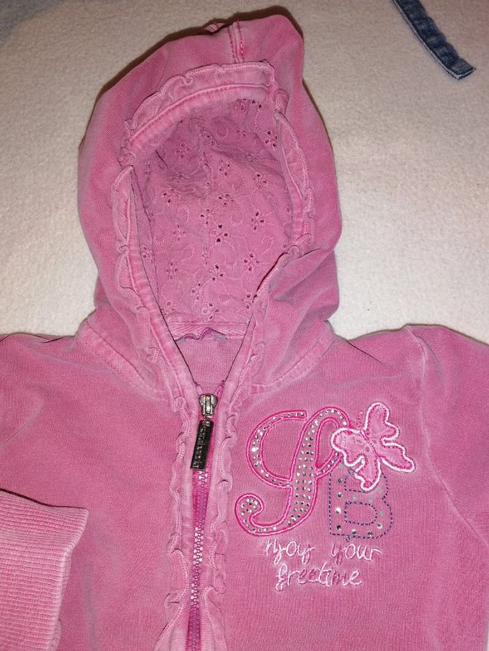 Veste zip 12 mois fille Sarabama mauve - photo numéro 2