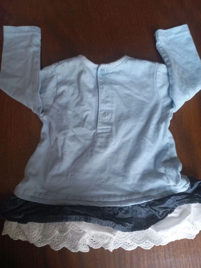 Robe bleue fleurie avec sequins 3mois - photo numéro 2