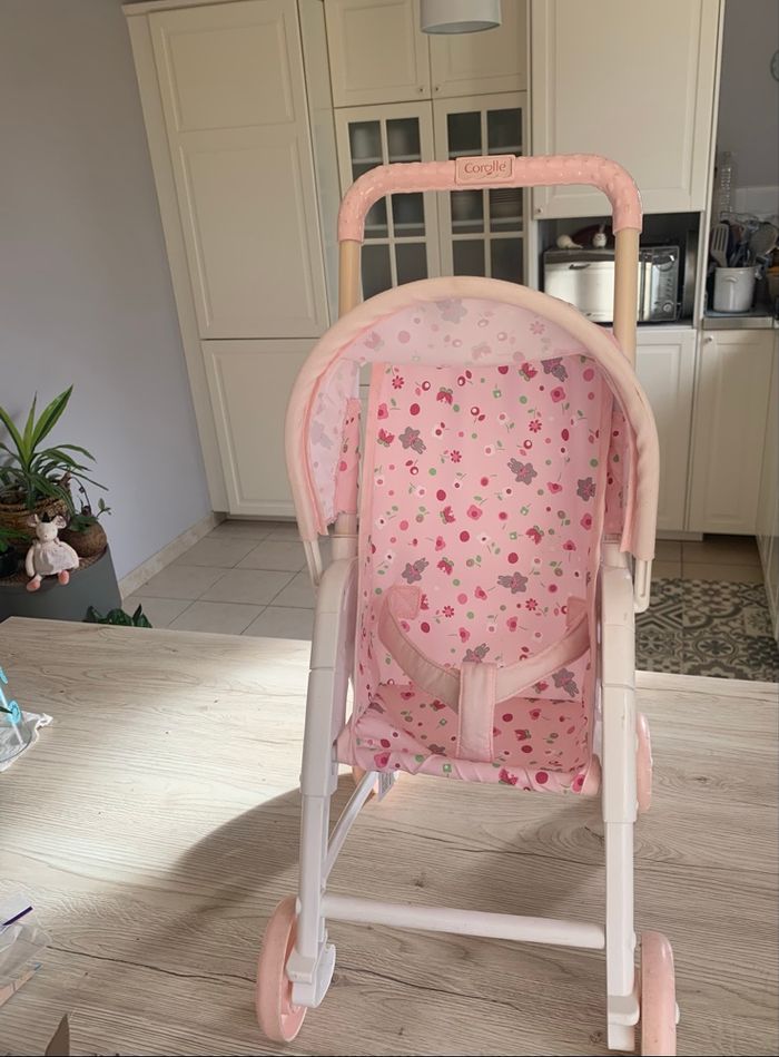 Corolle petite poussette rose pour poupon - photo numéro 4