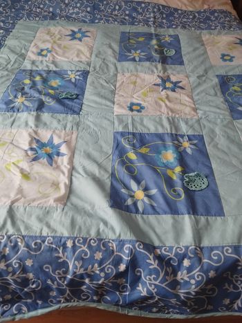 Couvre lit 1 personne carré d'Azur