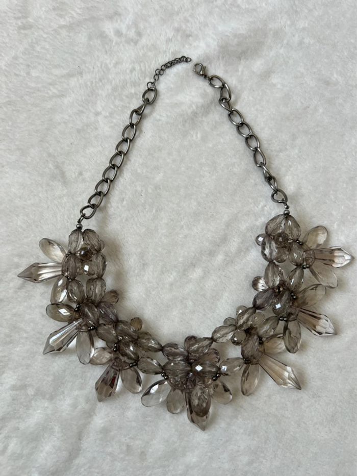 Collier fleurs effet cristal strass noir Coquette y2k vintage - photo numéro 4