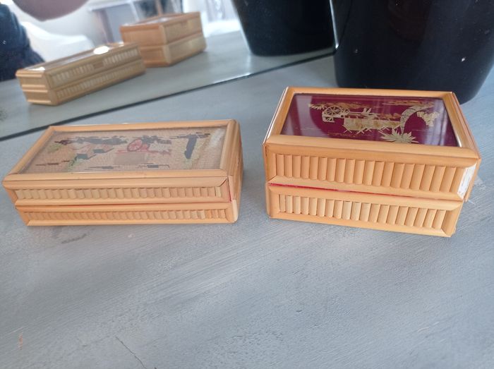 Lot 2 boîtes à bijoux en paille - photo numéro 3