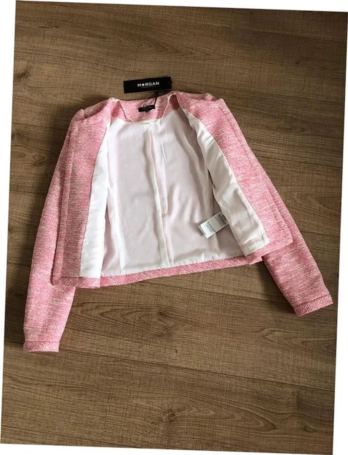 Veste de tailleur rose et blanche neuve Morgan taille 38 (valeur 79€) - photo numéro 15