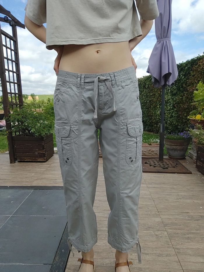 Pantacourt gris clair à lacets taille basse T40 - KWoman