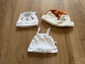Lot de 3 bonnets naissance bébé BB&Co Gemo Orchestra très bon état