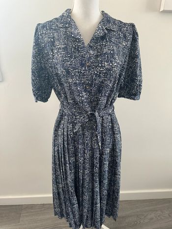 Robe mouchetée bleue marine et blanche Vintage T40/42 L/XL