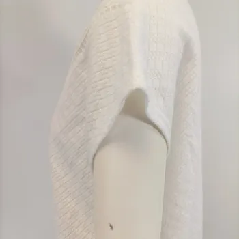 Top blanc texturé en maille fines jacquard col rond sans manches Promod taille MA998
