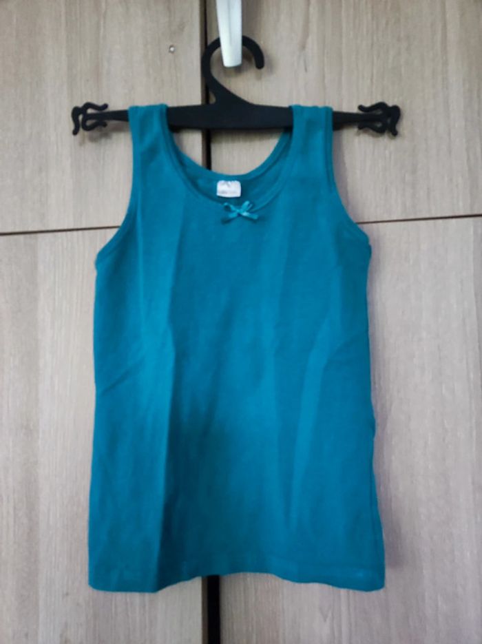 Lot 2 debardeur blanc a pois & bleu canard 3 4 ans - photo numéro 6