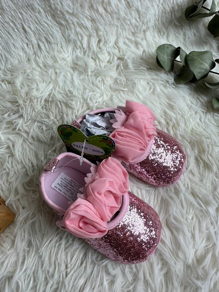 Paire de chaussures rose à paillettes valen Sina taille 21 - photo numéro 3