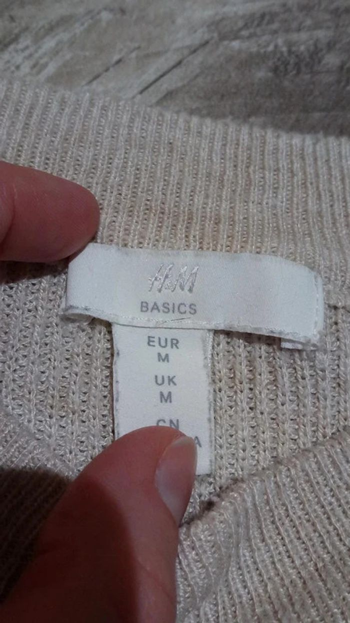 Pull beige col rond court H&M taille M - photo numéro 4