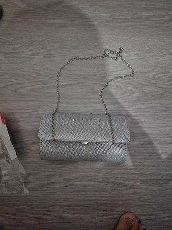 Pochette mariage cérémonie neuve gris paillette