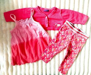 Ensemble 3 pièces tenues colorés fleurie fille 3 mois Sergent major leeging fleuri blouse gilet