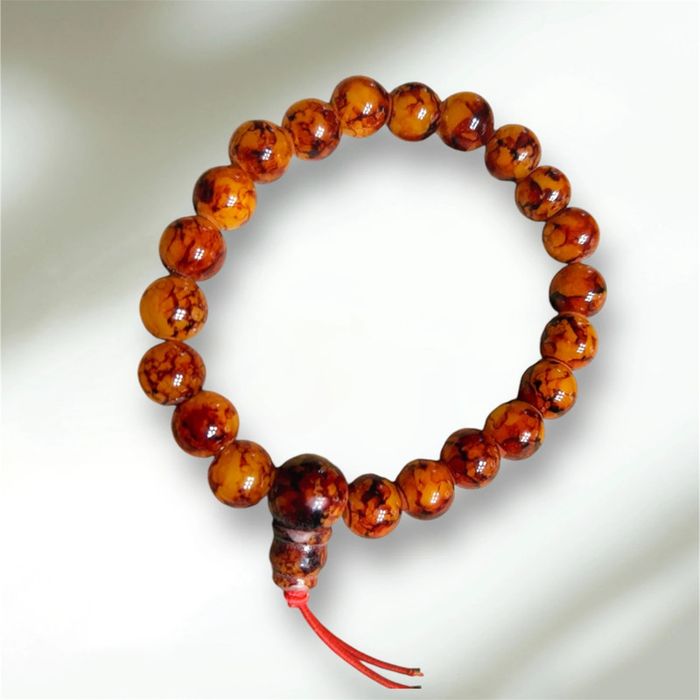 Bracelet boule pierres cognac ajustable neuf