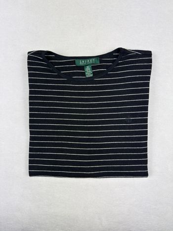 T-shirt rayé Ralph Lauren femme noir blanc taille XL manches longues coton 02425