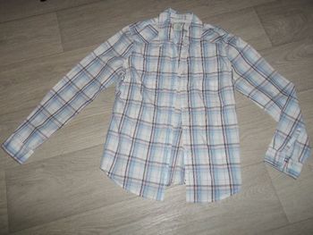 Chemise H&M rose, bleu ciel, blanche et noire à carreaux 2 poches 38 TBE