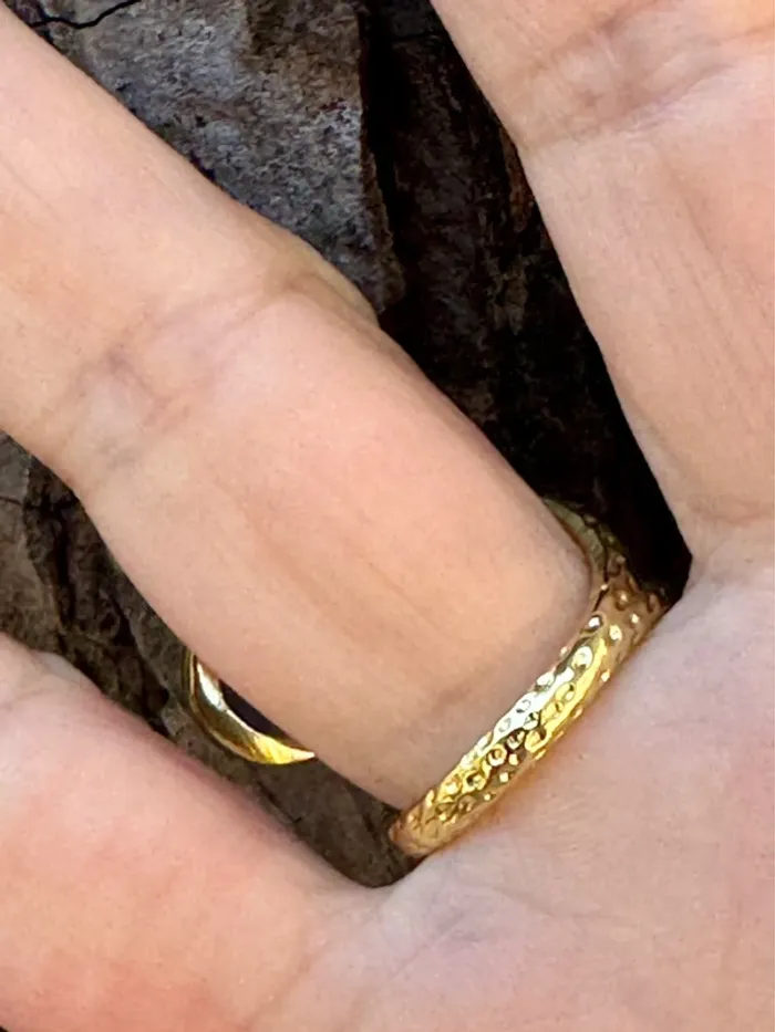 Grosse bague habaha Paris acier inoxydable or réglable pavés améthyste jade vert blanc - photo numéro 5